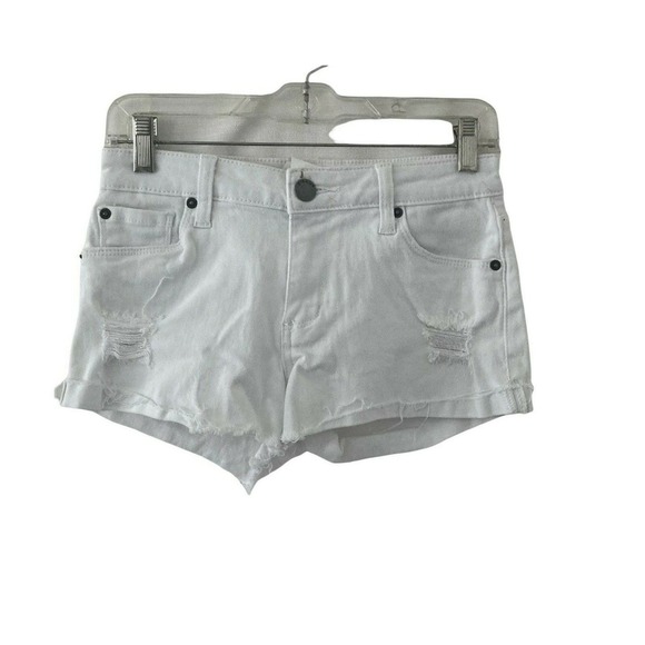 STS Blue Short Shorts Denim White Cutoffs Womens Size 24 Distressed - Picture 7 of 8
